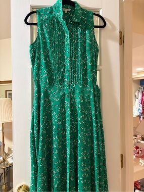 Nanette Lepore Green Floral Midi Shirt Dress